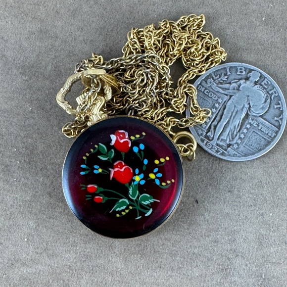 Kent Swiss Pendant Watch with 28 inch Necklace 17 Jewels Hand Wind - Picture 6 of 8